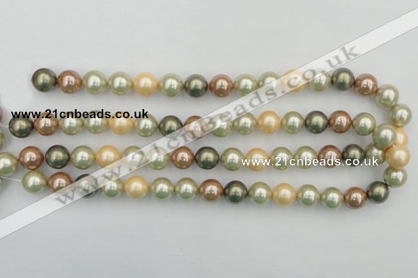 CSB359 15.5 inches 12mm round mixed color shell pearl beads