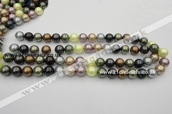 CSB364 15.5 inches 12mm round mixed color shell pearl beads