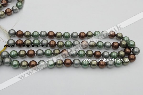 CSB367 15.5 inches 12mm round mixed color shell pearl beads