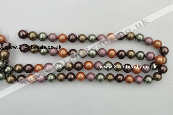 CSB368 15.5 inches 12mm round mixed color shell pearl beads