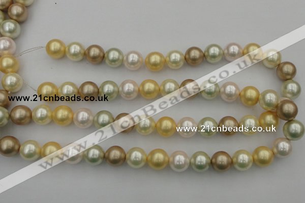 CSB372 15.5 inches 14mm round mixed color shell pearl beads