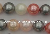 CSB376 15.5 inches 14mm round mixed color shell pearl beads