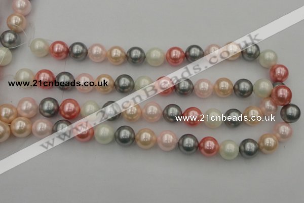 CSB376 15.5 inches 14mm round mixed color shell pearl beads