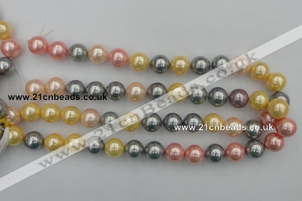 CSB377 15.5 inches 14mm round mixed color shell pearl beads