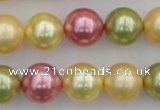 CSB378 15.5 inches 14mm round mixed color shell pearl beads