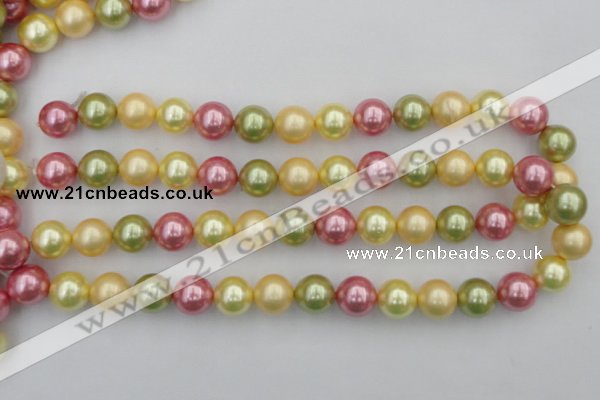 CSB378 15.5 inches 14mm round mixed color shell pearl beads