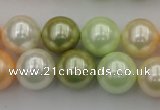 CSB379 15.5 inches 14mm round mixed color shell pearl beads