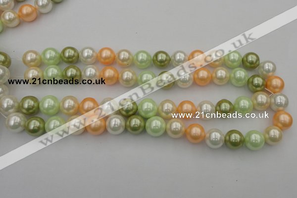 CSB379 15.5 inches 14mm round mixed color shell pearl beads