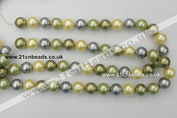 CSB380 15.5 inches 14mm round mixed color shell pearl beads