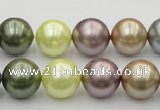 CSB381 15.5 inches 14mm round mixed color shell pearl beads