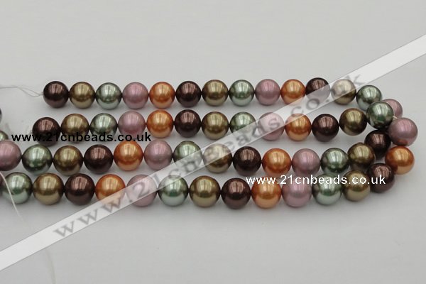 CSB383 15.5 inches 14mm round mixed color shell pearl beads