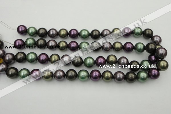 CSB386 15.5 inches 14mm round mixed color shell pearl beads