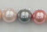 CSB391 15.5 inches 16mm round mixed color shell pearl beads