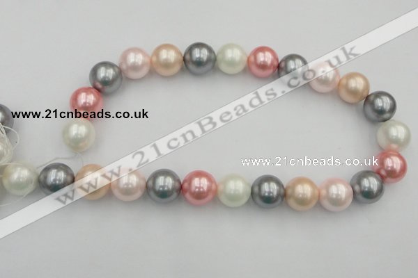 CSB391 15.5 inches 16mm round mixed color shell pearl beads