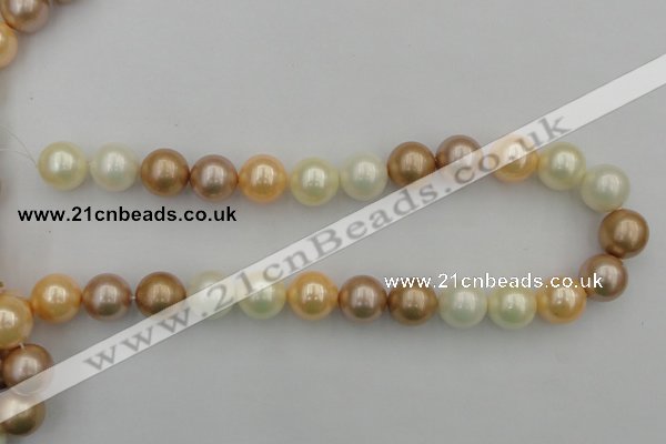 CSB392 15.5 inches 16mm round mixed color shell pearl beads