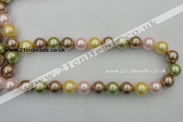 CSB393 15.5 inches 16mm round mixed color shell pearl beads