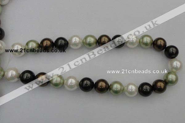 CSB396 15.5 inches 16mm round mixed color shell pearl beads