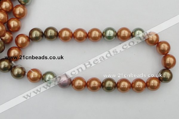 CSB397 15.5 inches 16mm round mixed color shell pearl beads