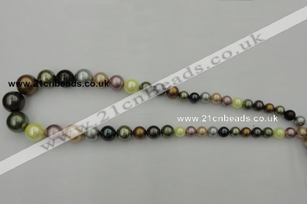 CSB409 15.5 inches 8mm - 16mm round mixed color shell pearl beads