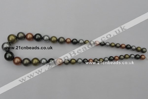 CSB410 15.5 inches 8mm - 16mm round mixed color shell pearl beads