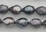 CSB418 12*15.5mm faceted teardrop mixed color shell pearl beads