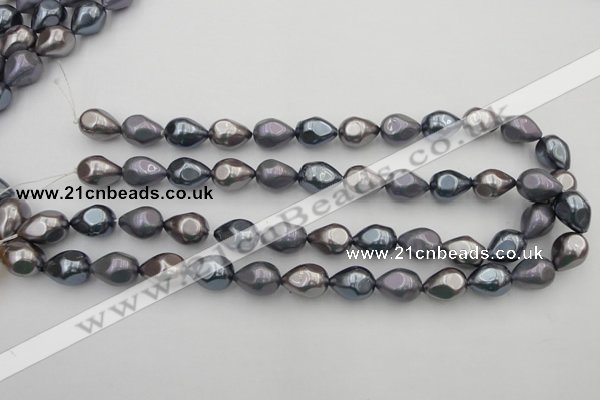 CSB418 12*15.5mm faceted teardrop mixed color shell pearl beads