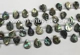 CSB4186 Top drilled 10*14mm flat teardrop balone shell beads