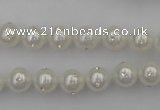 CSB425 15.5 inches 8mm round shell pearl with rhinestone beads