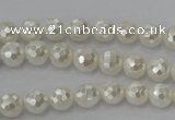 CSB450 15.5 inches 6mm faceted round shell pearl beads