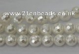 CSB451 15.5 inches 8mm faceted round shell pearl beads