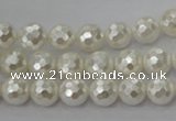 CSB452 15.5 inches 10mm faceted round shell pearl beads