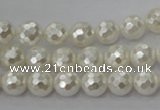 CSB452 15.5 inches 10mm faceted round shell pearl beads