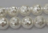 CSB455 15.5 inches 16mm faceted round shell pearl beads