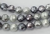 CSB460 15.5 inches 8mm faceted round mixed color shell pearl beads