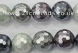 CSB463 15.5 inches 14mm faceted round mixed color shell pearl beads