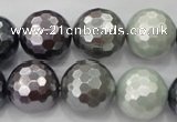 CSB464 15.5 inches 16mm faceted round mixed color shell pearl beads