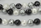 CSB470 15.5 inches 8mm faceted round mixed color shell pearl beads