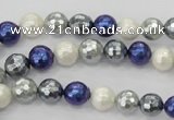 CSB480 15.5 inches 8mm faceted round mixed color shell pearl beads