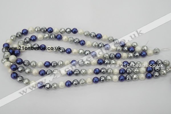 CSB480 15.5 inches 8mm faceted round mixed color shell pearl beads