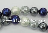 CSB481 15.5 inches 10mm faceted round mixed color shell pearl beads
