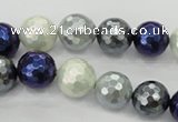 CSB482 15.5 inches 12mm faceted round mixed color shell pearl beads