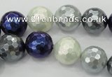 CSB483 15.5 inches 14mm faceted round mixed color shell pearl beads