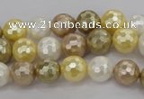 CSB521 15.5 inches 10mm faceted round mixed color shell pearl beads