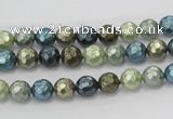 CSB529 15.5 inches 6mm faceted round mixed color shell pearl beads