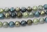 CSB529 15.5 inches 6mm faceted round mixed color shell pearl beads