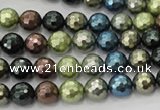 CSB530 15.5 inches 8mm faceted round mixed color shell pearl beads