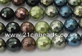 CSB532 15.5 inches 12mm faceted round mixed color shell pearl beads