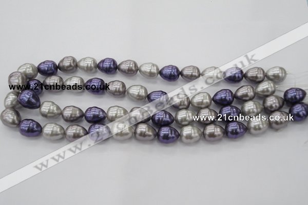 CSB551 15.5 inches 12*15mm whorl teardrop mixed color shell pearl beads