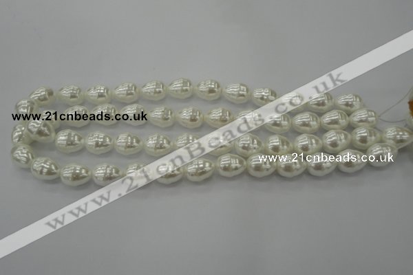 CSB557 15.5 inches 12*15mm whorl teardrop shell pearl beads