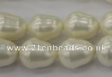 CSB565 15.5 inches 14*18mm whorl teardrop shell pearl beads